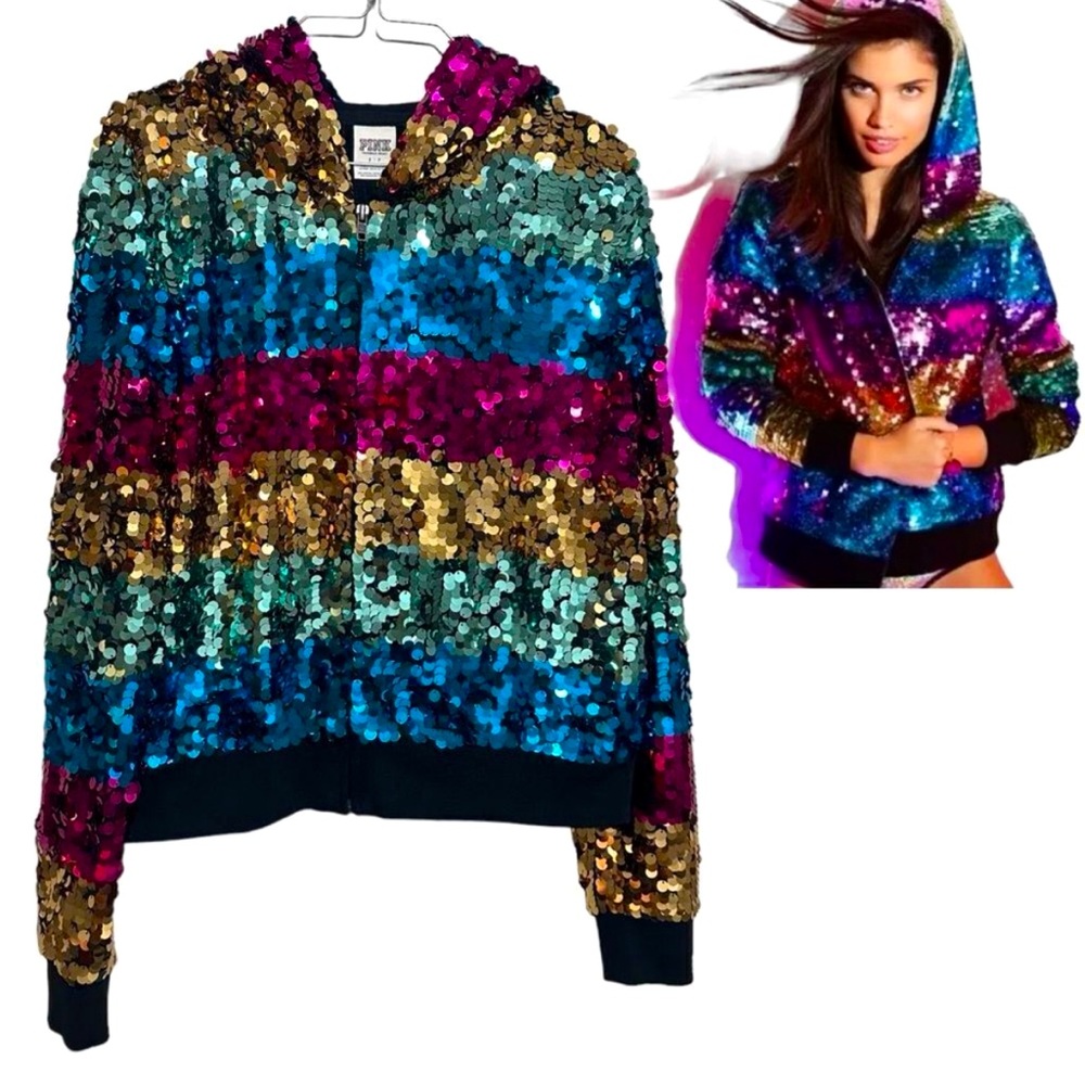 Limited Edition Victorias Secret Sequin Rainbow
PINK Hoodie S Small